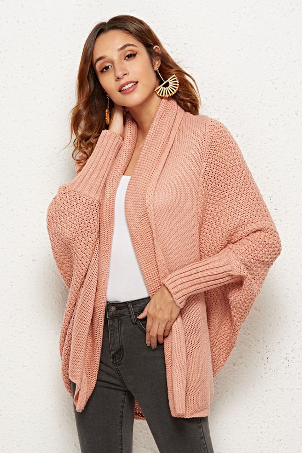 Open Front Dolman Sleeve Longline Cardigan  Shirts & Tops- Doll Fits