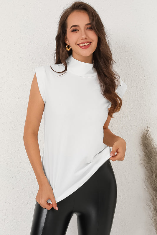 Mock Neck Cap Sleeve Blouse  Shirts & Tops- Doll Fits