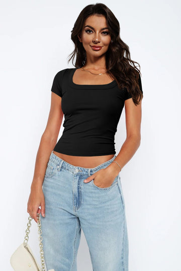 Square Neck Short Sleeve Tee  - Doll Fits