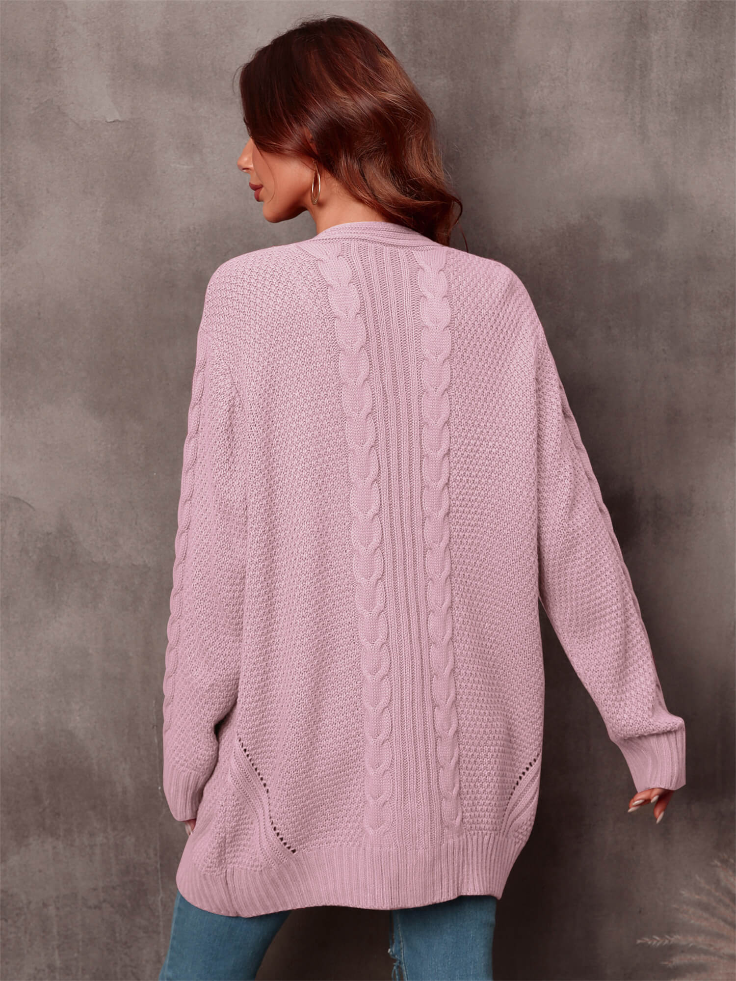 Warm Fall Mixed Knit Open Front Longline Cardigan  Coats & Jackets- Doll Fits