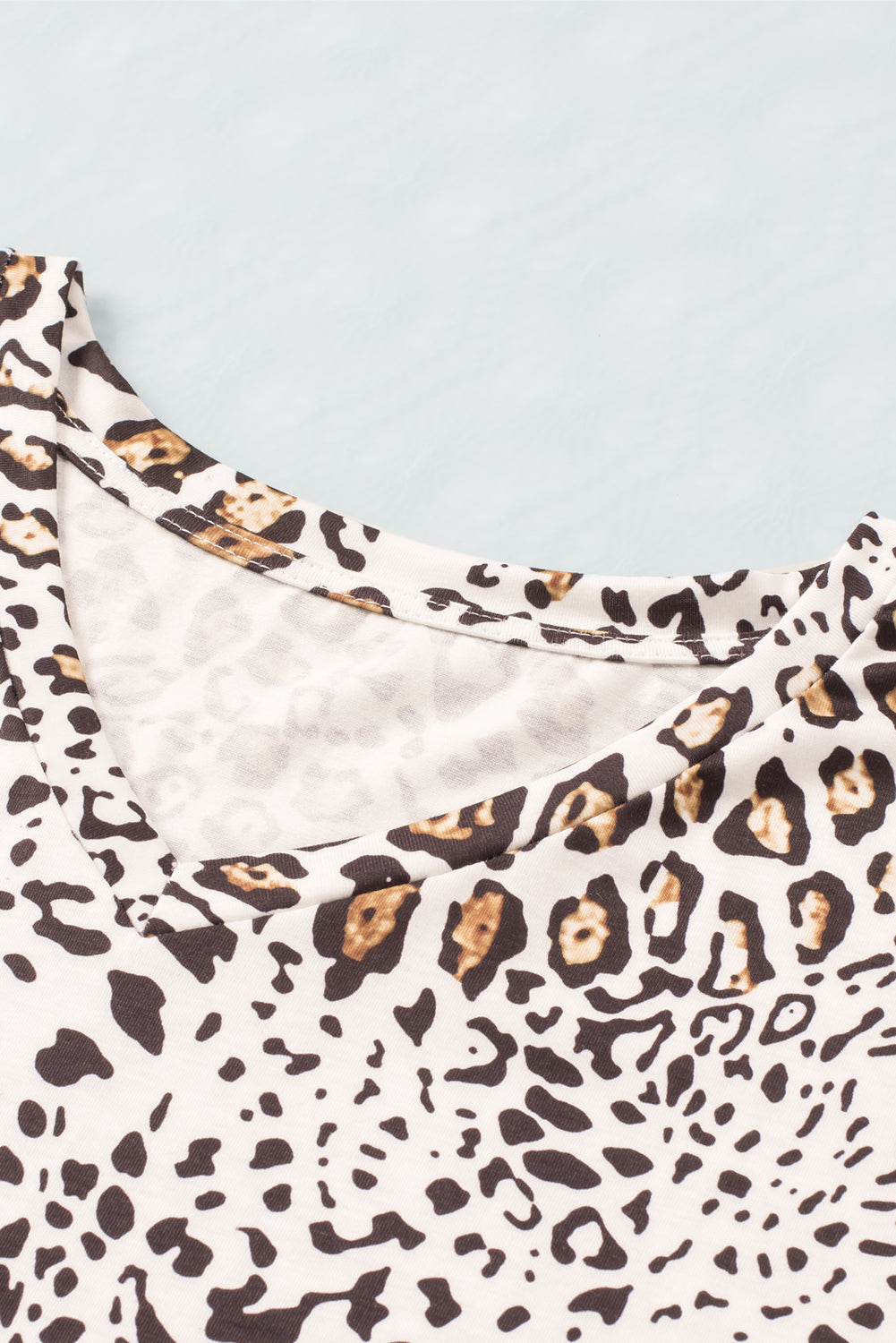 Leopard V-Neck Short Sleeve Tee Shirt  Shirts & Tops- Doll Fits