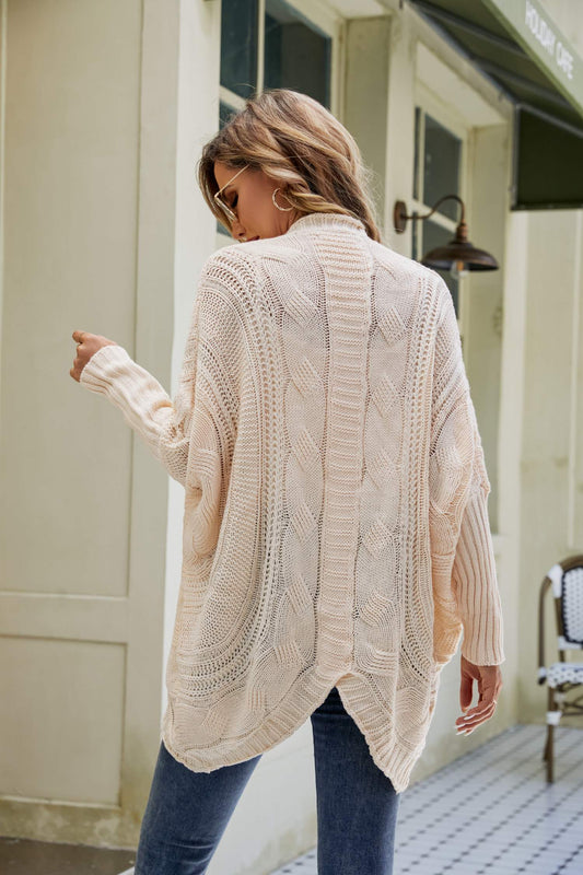 Mixed Knit Open Front Dolman Sleeve Cardigan  Coats & Jackets- Doll Fits