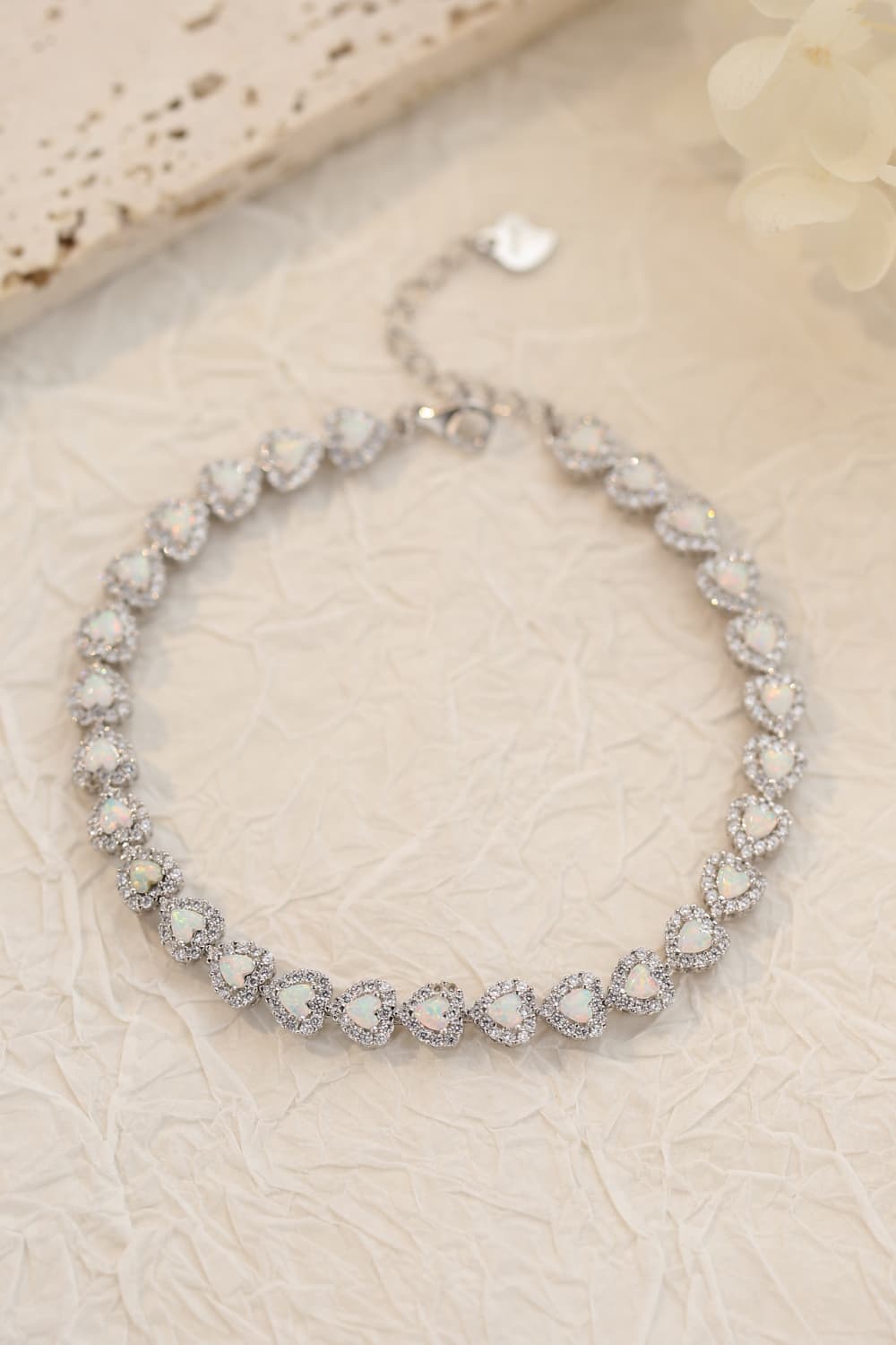 925 Sterling Silver Opal Heart Bracelet  Bracelets- Doll Fits