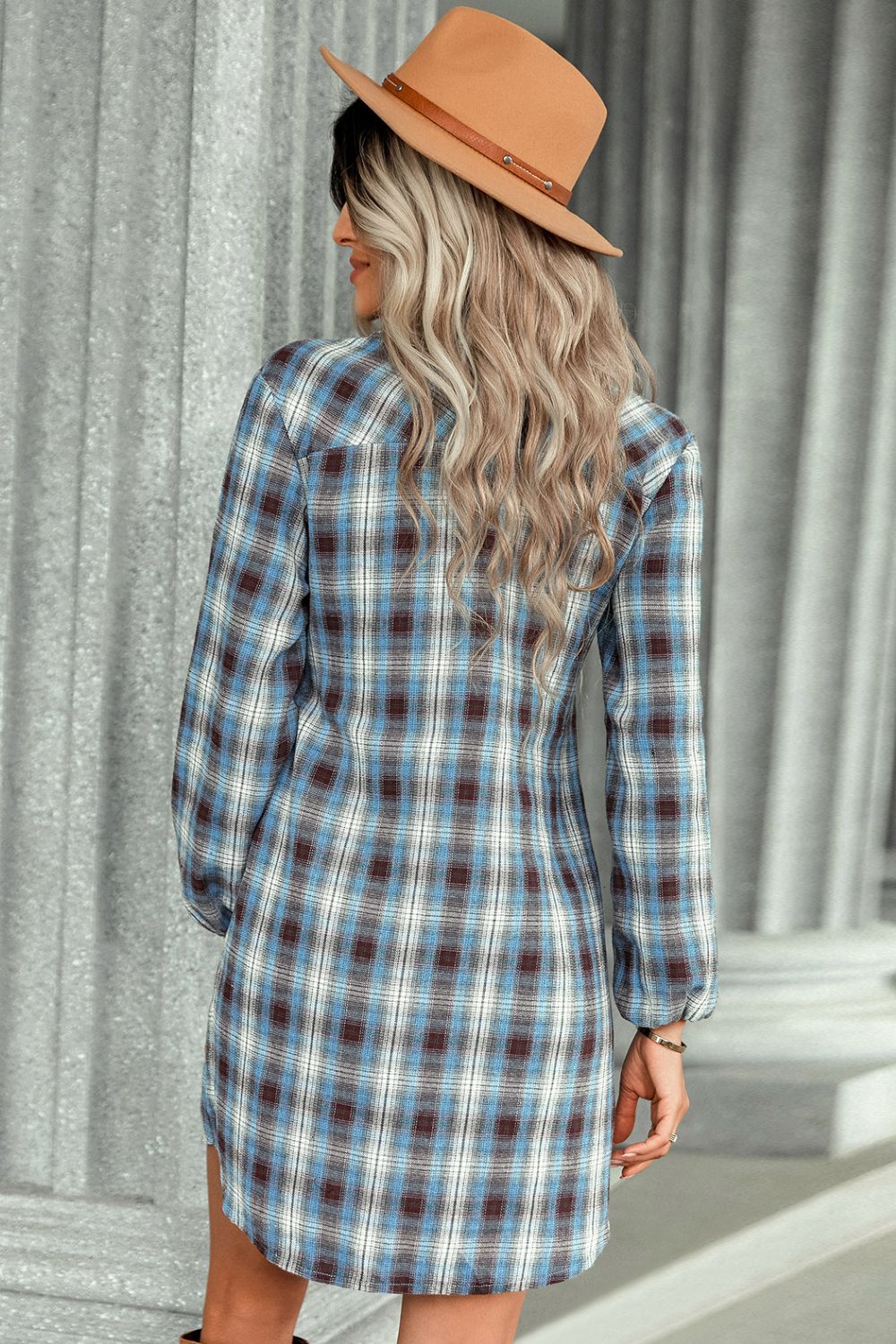 Plaid Tie Front Mini Shirt Dress  Dresses- Doll Fits