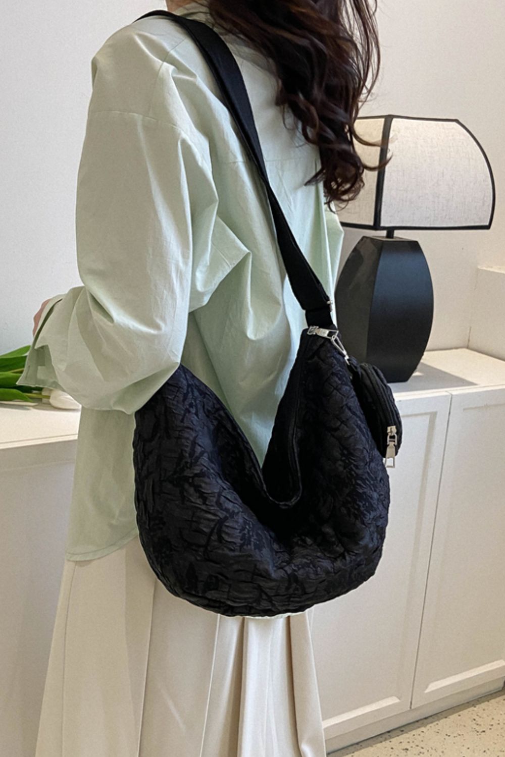 Textured Polyester Shoulder Bag  - Doll Fits