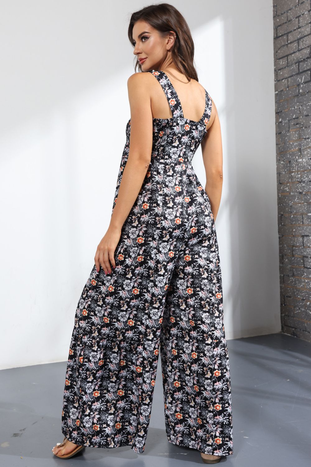 Floral Square Neck Wide Leg Jumpsuit  Jumpsuits & Rompers- Doll Fits