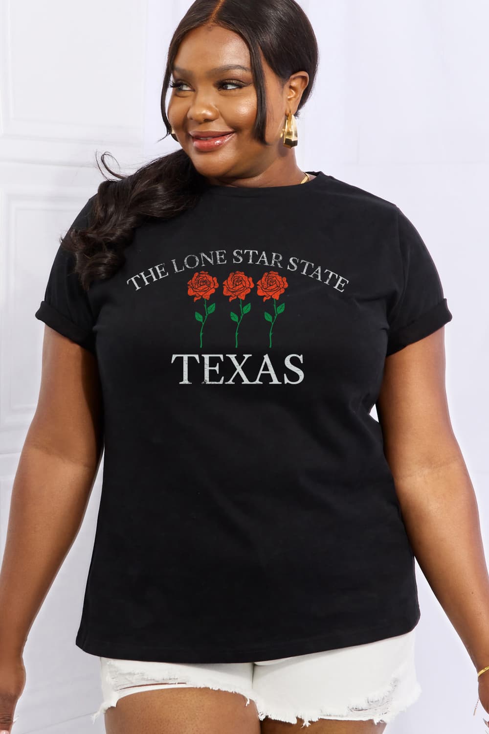 Simply Love Full Size THE LONE STAR STATE TEXAS Graphic Cotton Tee  Shirts & Tops- Doll Fits