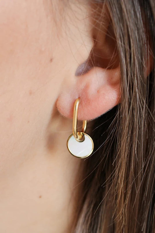 Copper White Mother-Of-Pearl Drop Earrings  Earrings- Doll Fits