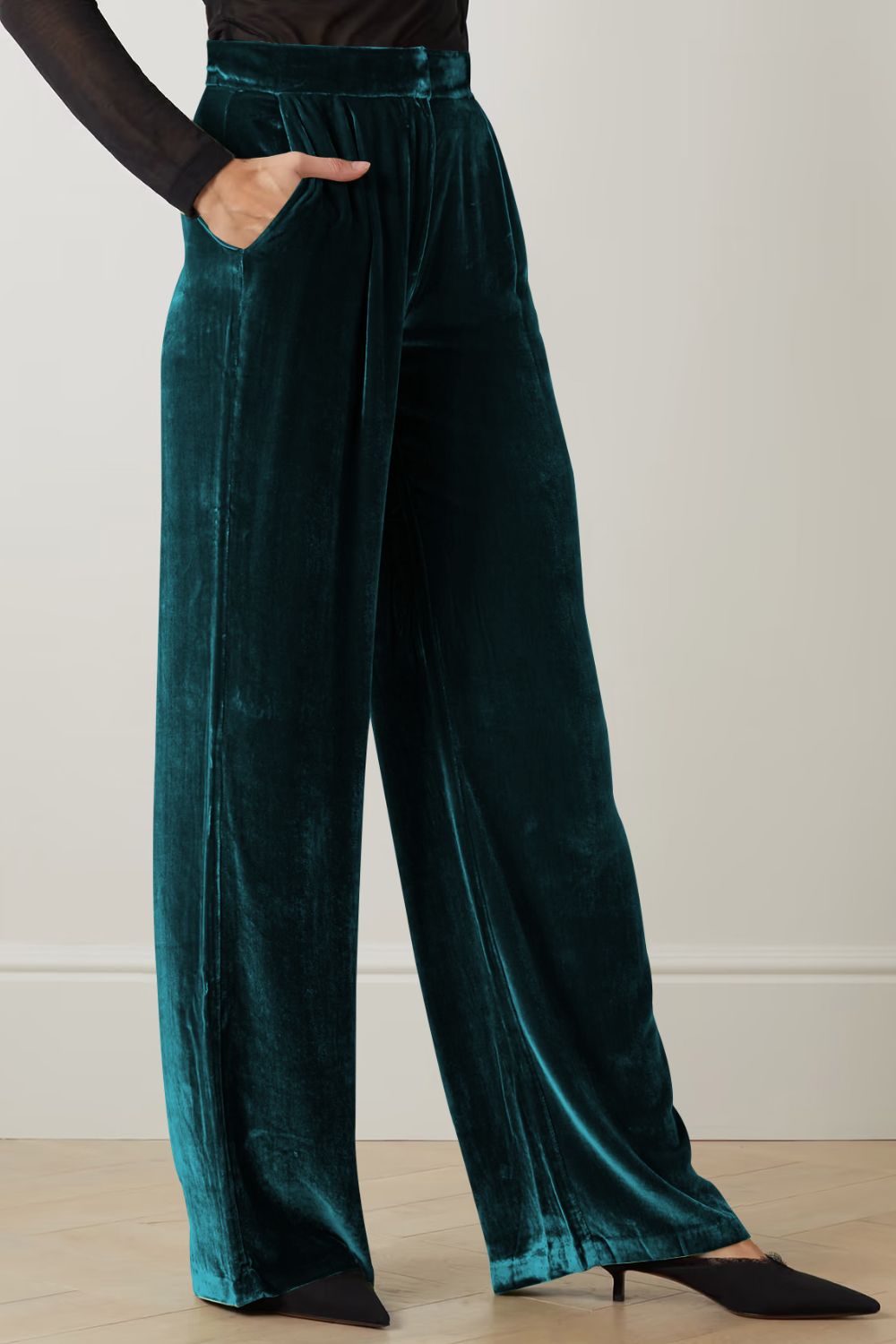 Loose Fit High Waist Long Pants with Pockets  - Doll Fits