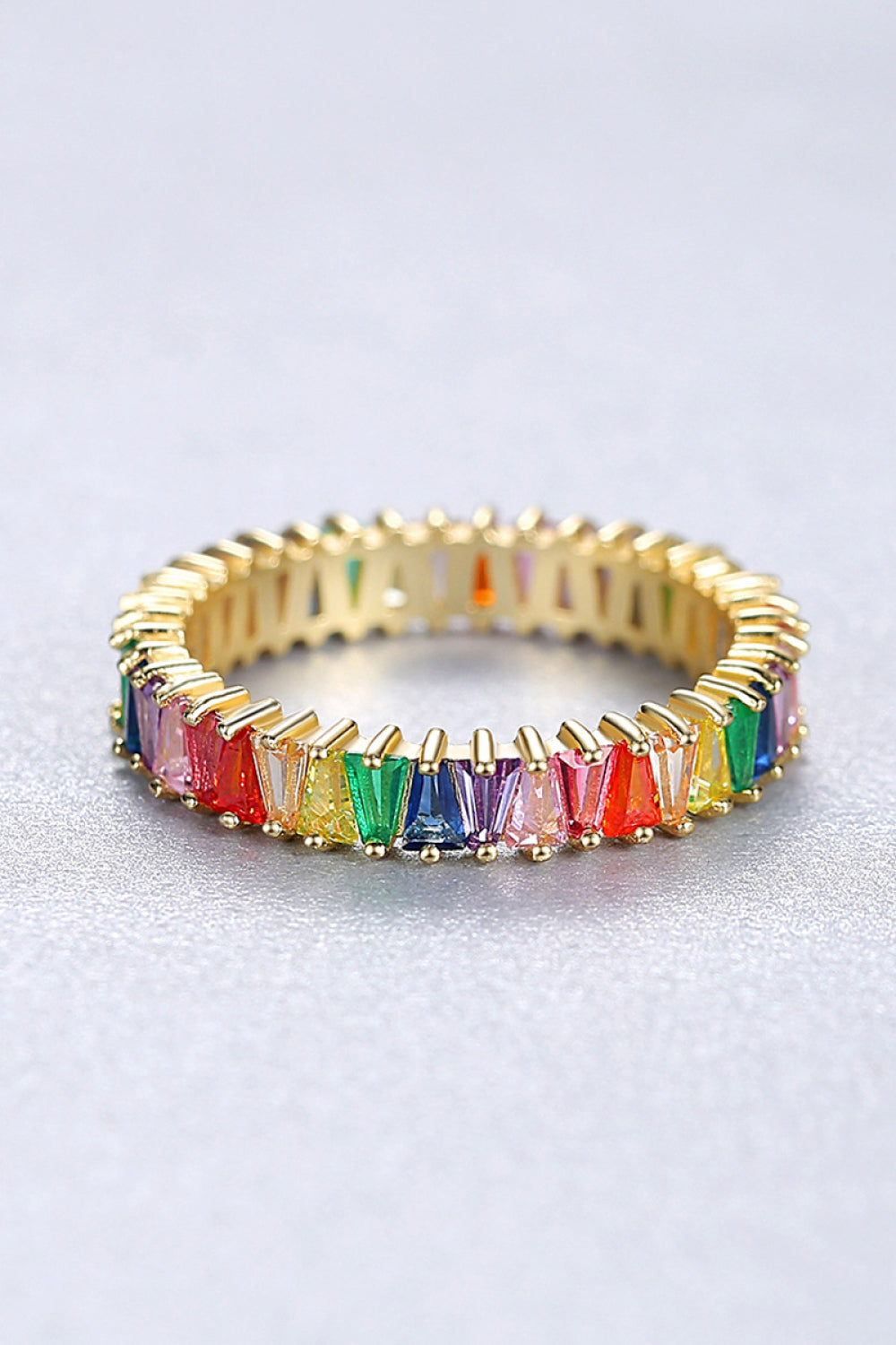 Multicolored Cubic Zirconia 925 Sterling Silver Ring  - Doll Fits
