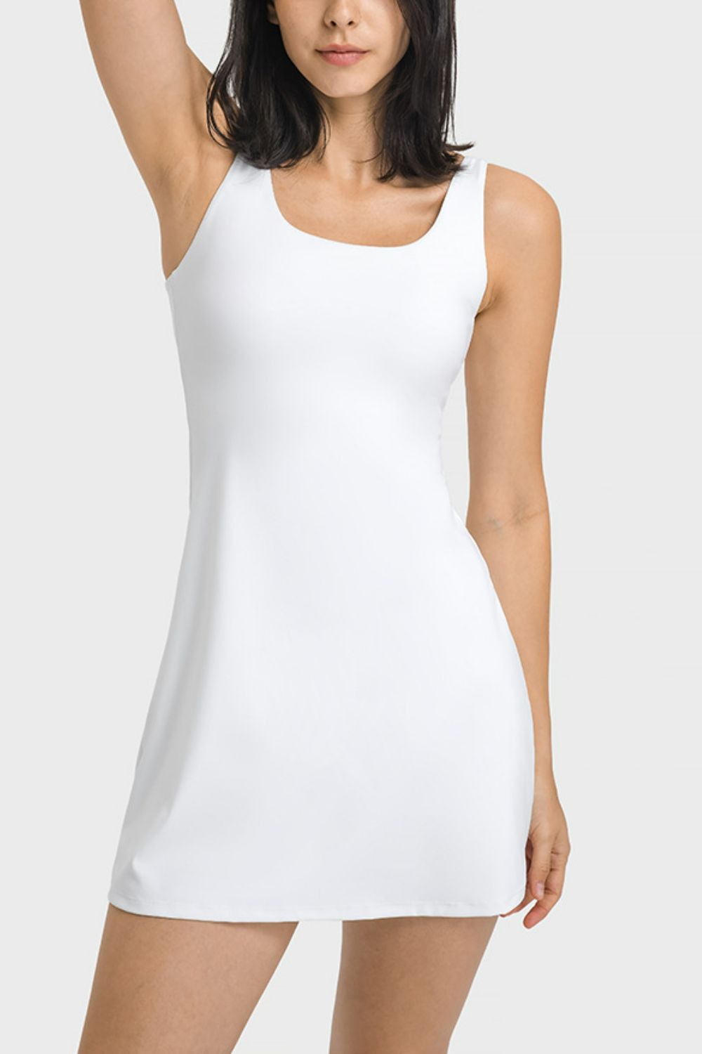 Square Neck Sports Tank Dress with Full Coverage Bottoms  Activewear- Doll Fits