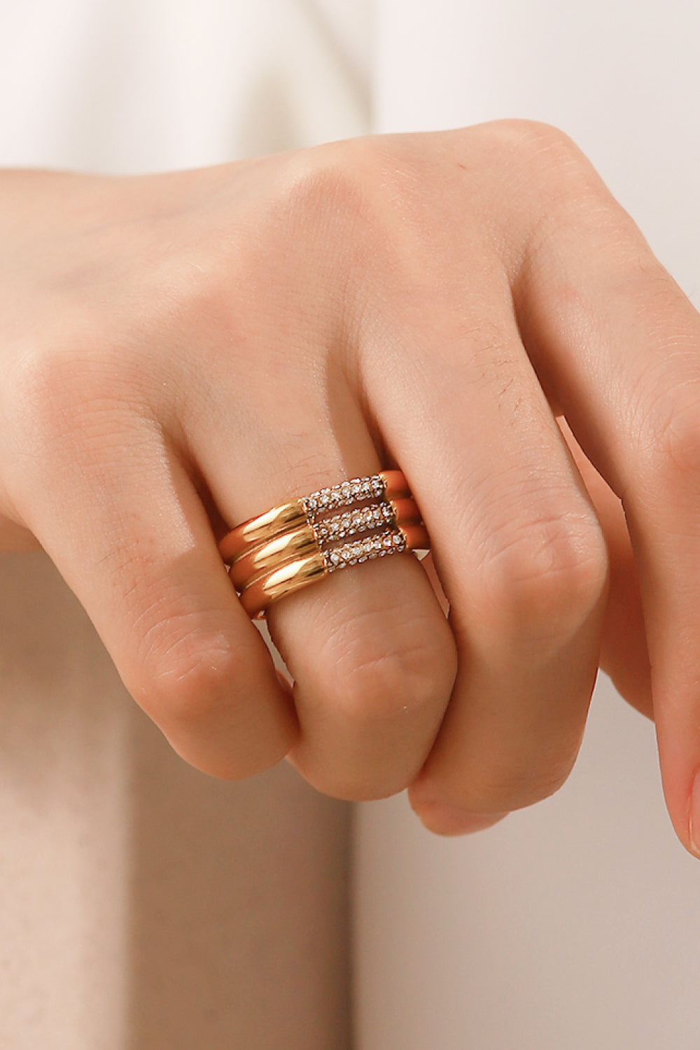 Triple-Layered Rhinestone Ring  Rings- Doll Fits