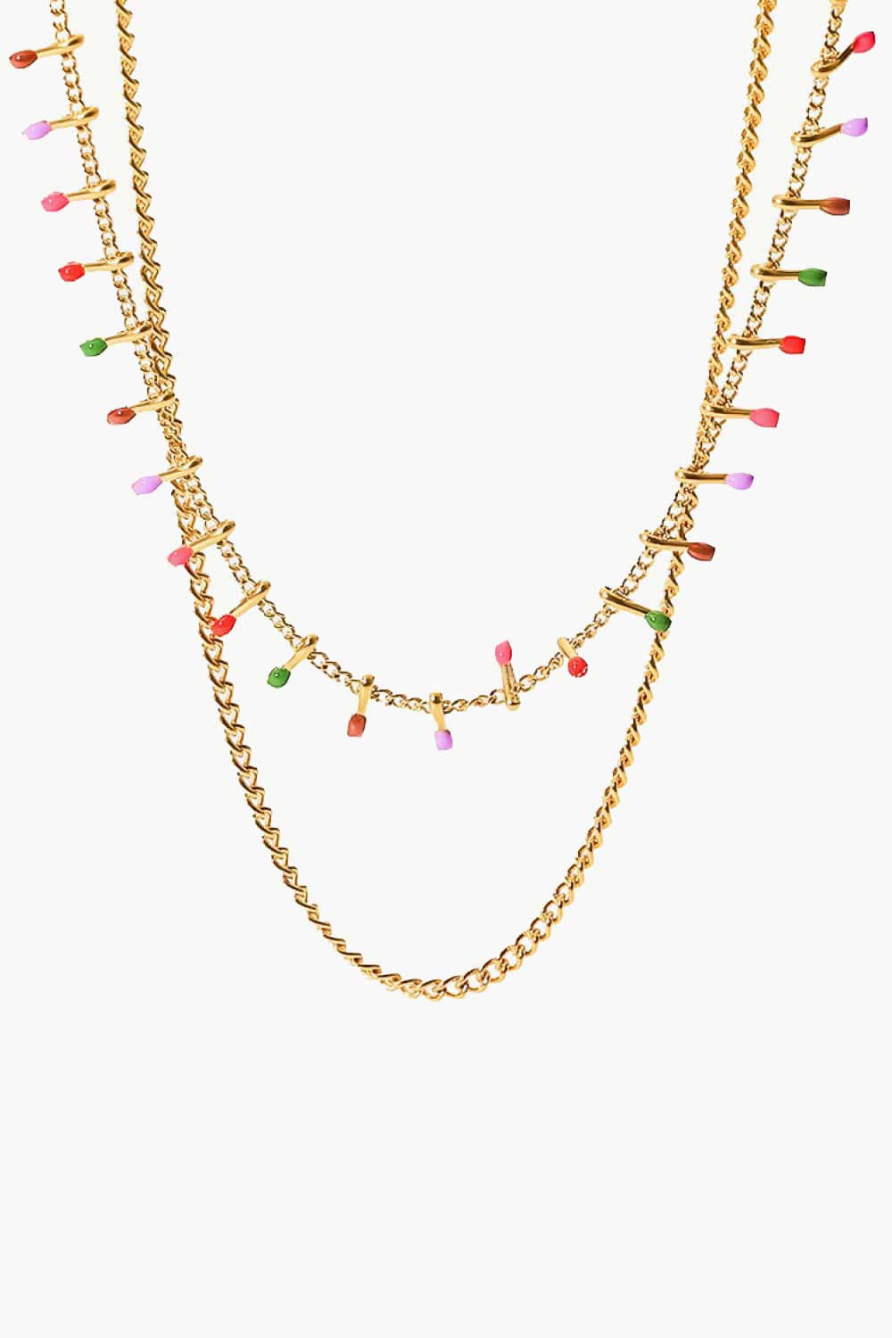 18K Gold-Plated Double-Layered Stainless Steel Necklace  Necklaces- Doll Fits