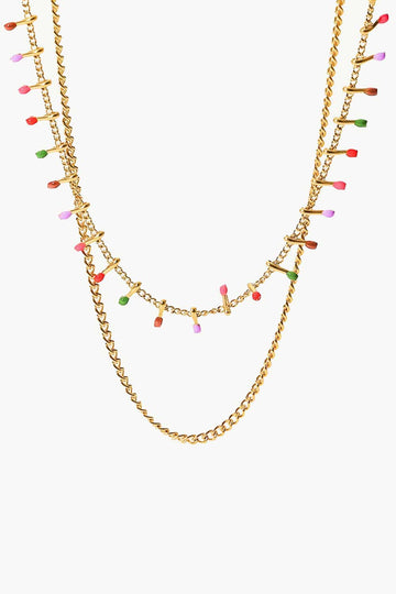 18K Gold-Plated Double-Layered Stainless Steel Necklace  Necklaces- Doll Fits