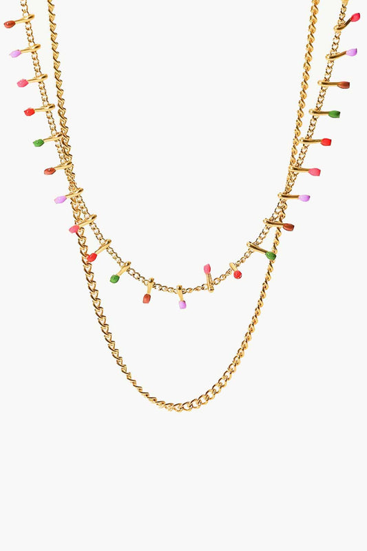 18K Gold-Plated Double-Layered Stainless Steel Necklace  Necklaces- Doll Fits