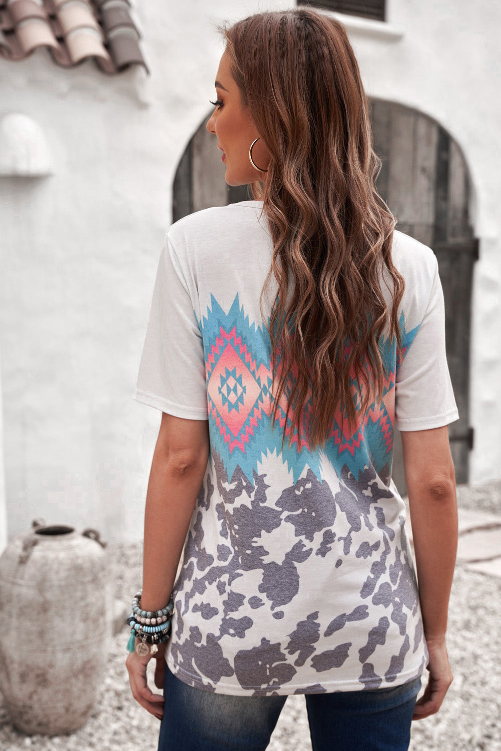 Printed Round Neck Tunic Tee  Shirts & Tops- Doll Fits