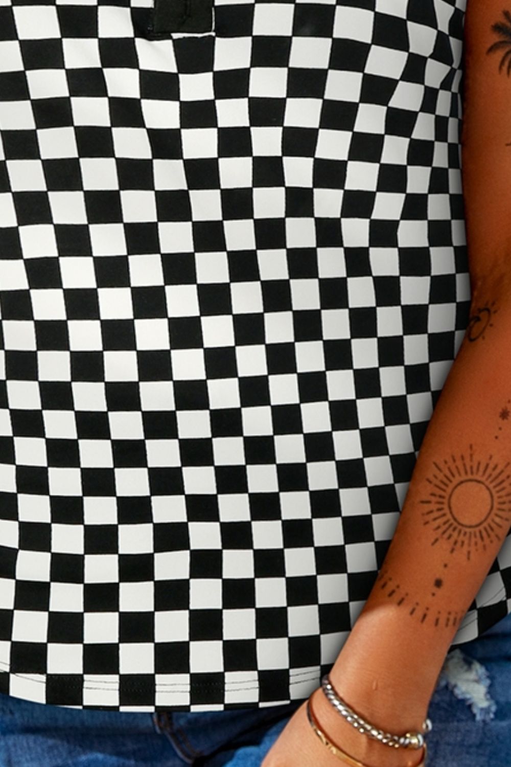 Checkered Buttoned Tank  Shirts & Tops- Doll Fits
