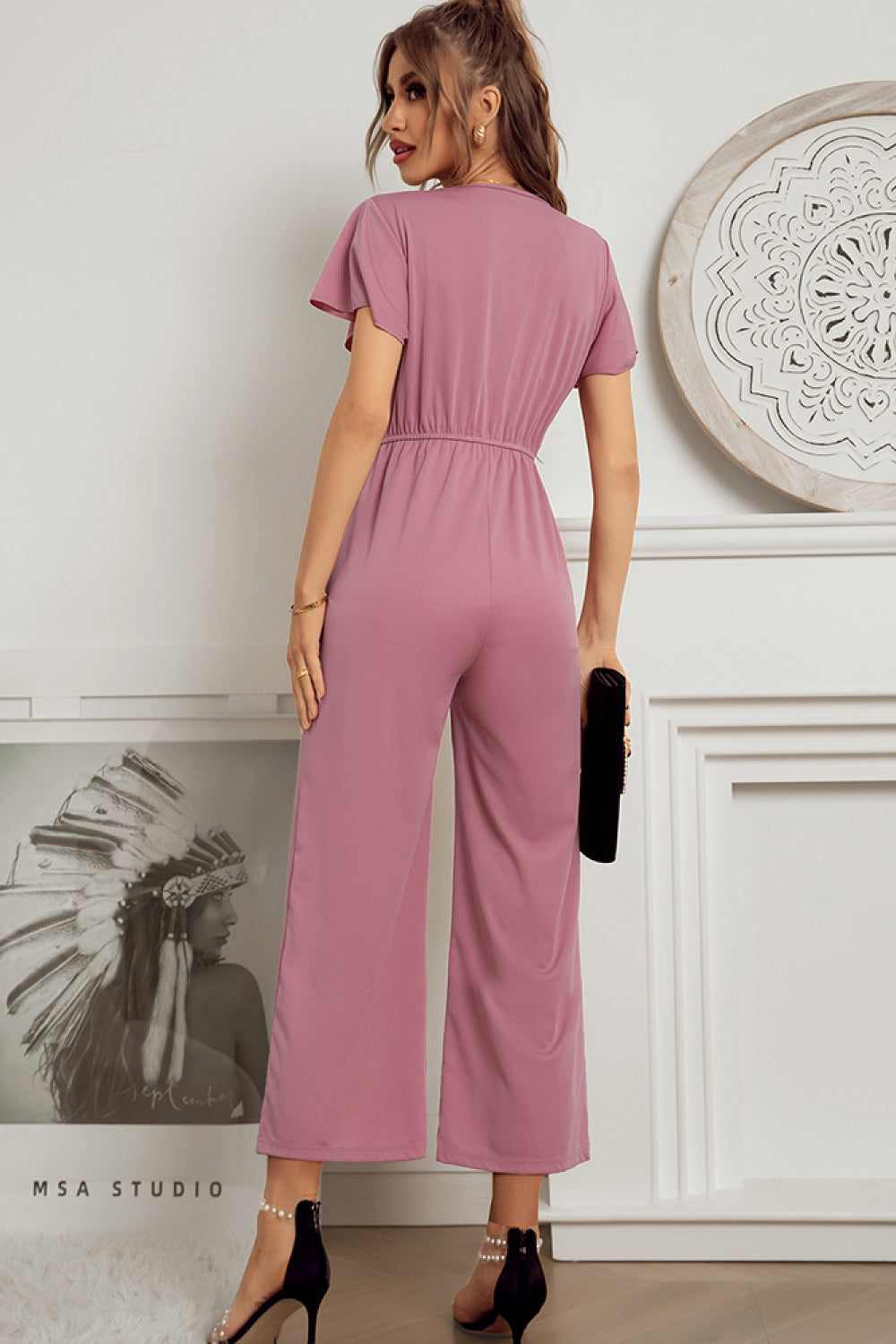 Flutter Sleeve Surplice Jumpsuit  Jumpsuits & Rompers- Doll Fits