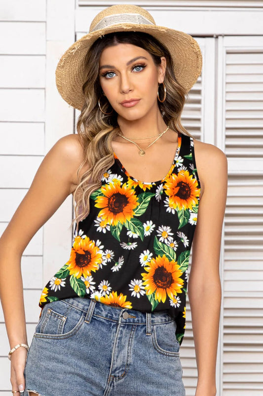 Floral Scoop Neck Tank Top  Shirts & Tops- Doll Fits