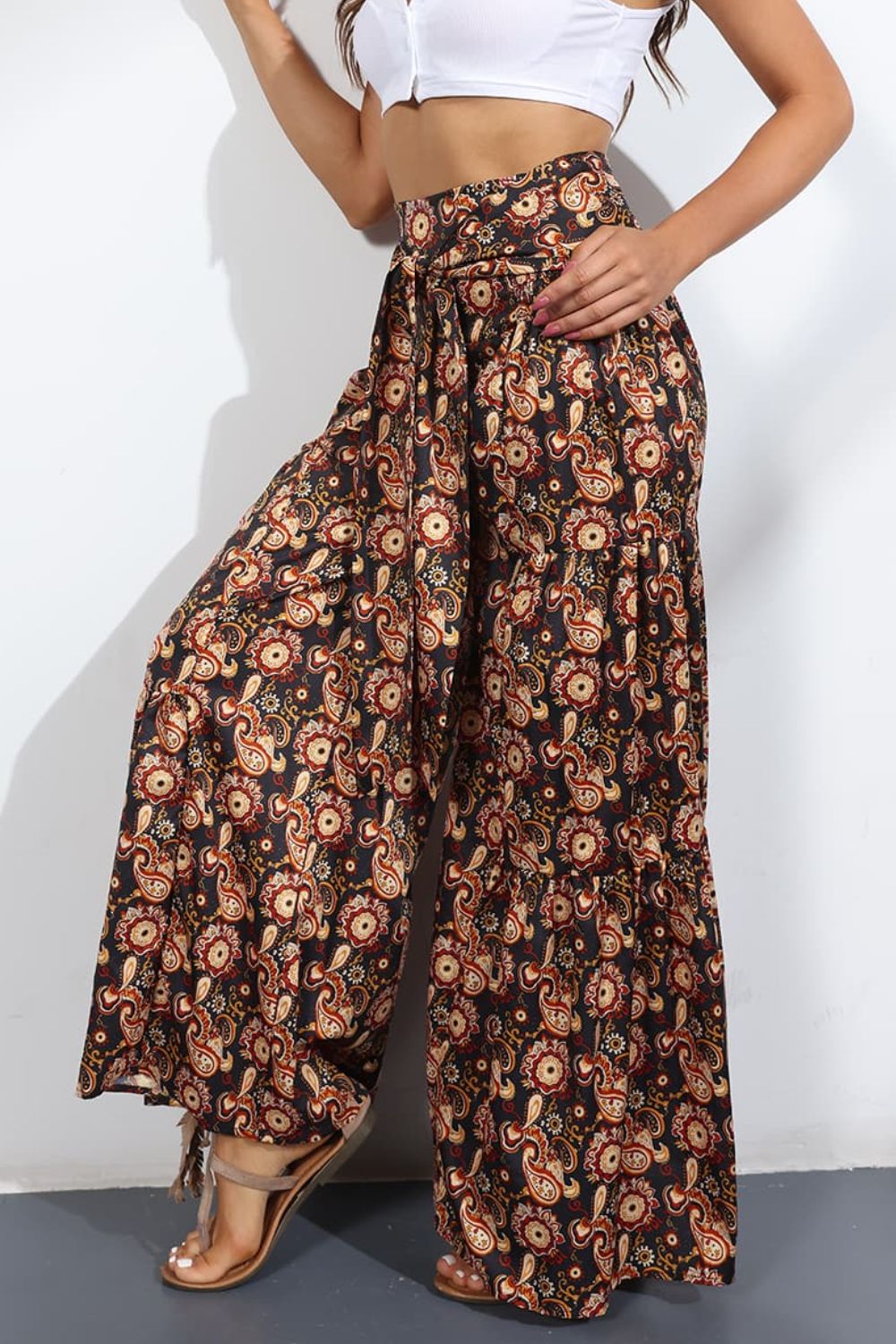 Printed High-Rise Tied Culottes  - Doll Fits