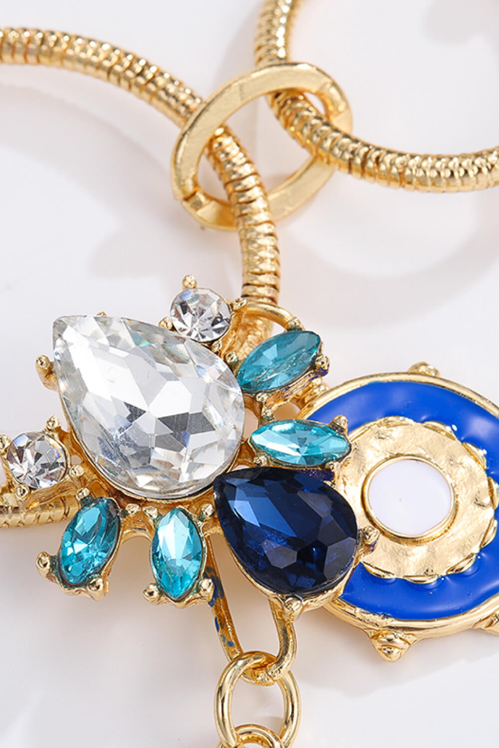 18K Gold-Plated Rhinestone Evil Eye Pendant Necklace  Necklaces- Doll Fits