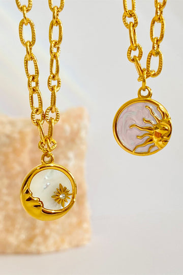 Round Pendant Stainless Steel Necklace  Necklaces- Doll Fits