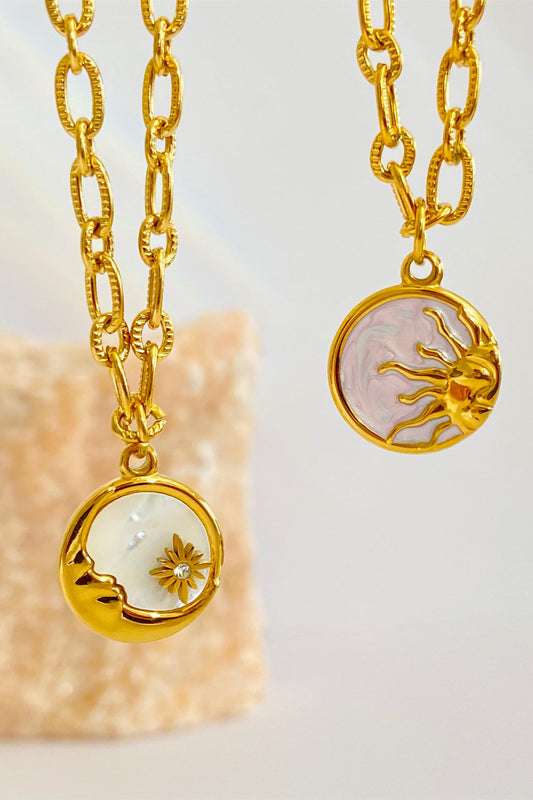Round Pendant Stainless Steel Necklace  Necklaces- Doll Fits