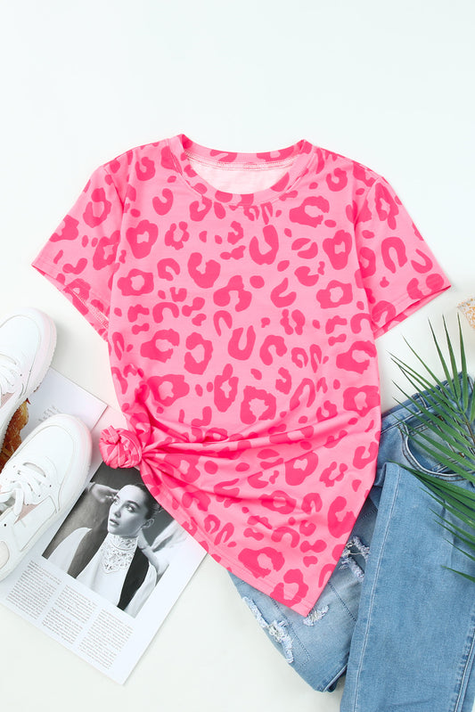 Leopard Round Neck Tee  Shirts & Tops- Doll Fits