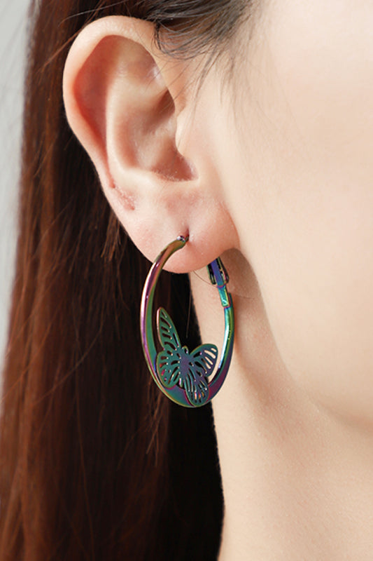 Multicolored Butterfly Huggie Earrings  Earrings- Doll Fits