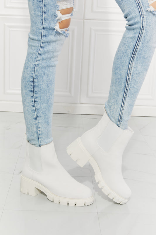 MMShoes Work For It Matte Lug Sole Chelsea Boots in White  Shoes- Doll Fits
