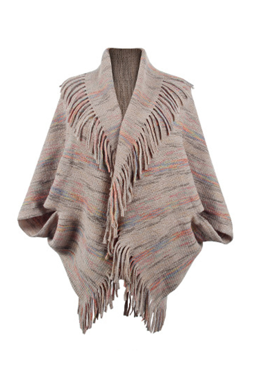 Fringe Detail Printed Poncho  - Doll Fits