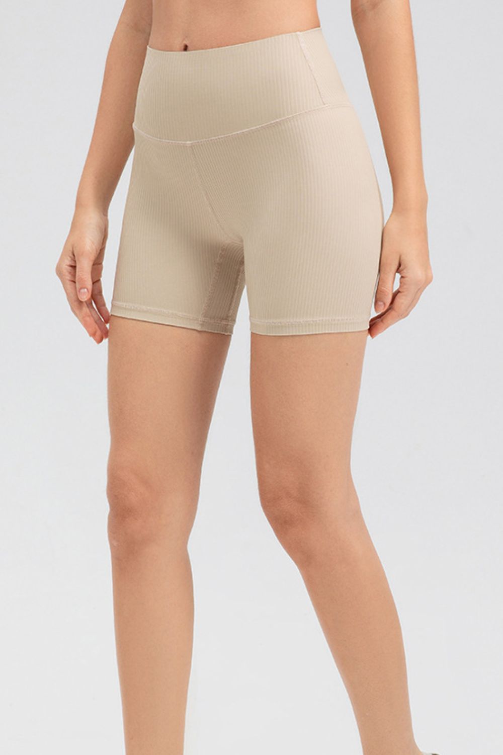 Wide Waistband Slim Fit Sports Shorts  Activewear- Doll Fits