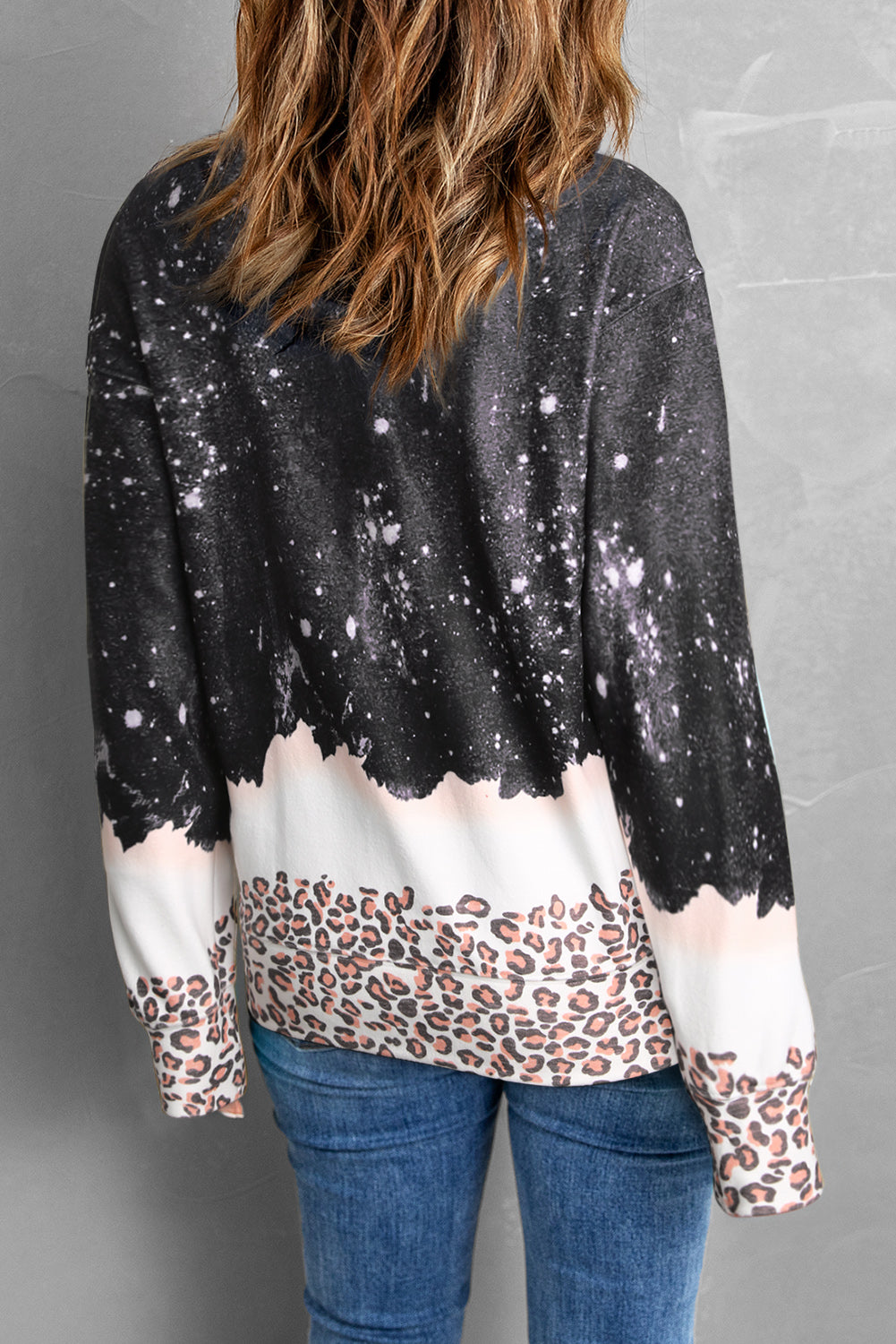 MAMA Leopard Color Block Round Neck Sweatshirt  Shirts & Tops- Doll Fits