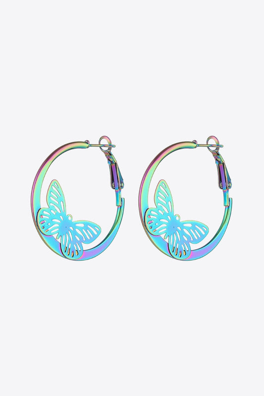 Multicolored Butterfly Huggie Earrings  Earrings- Doll Fits