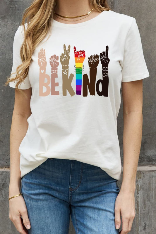 Simply Love Full Size BE KIND Graphic Cotton Tee  Shirts & Tops- Doll Fits