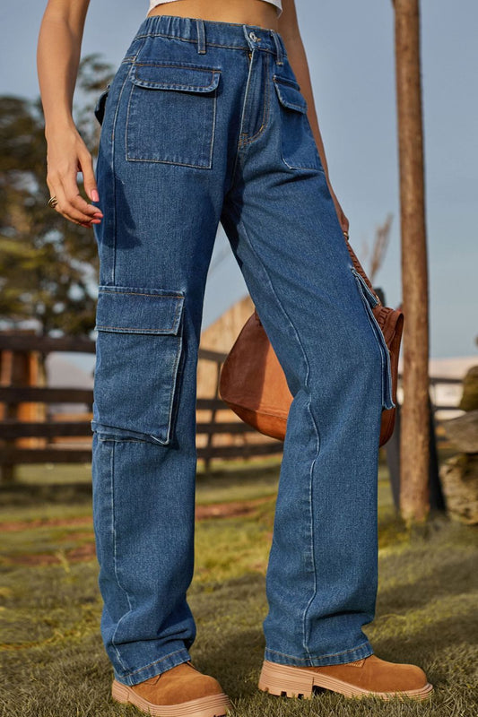 Loose Fit Long Jeans with Pockets  - Doll Fits