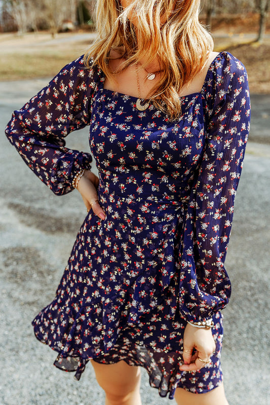 Printed Square Neck Ruffled Dress  Dresses- Doll Fits