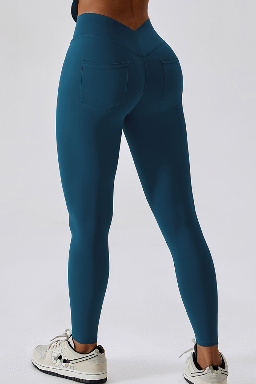 Wide Waistband Slim Fit Back Pocket Sports Leggings  - Doll Fits