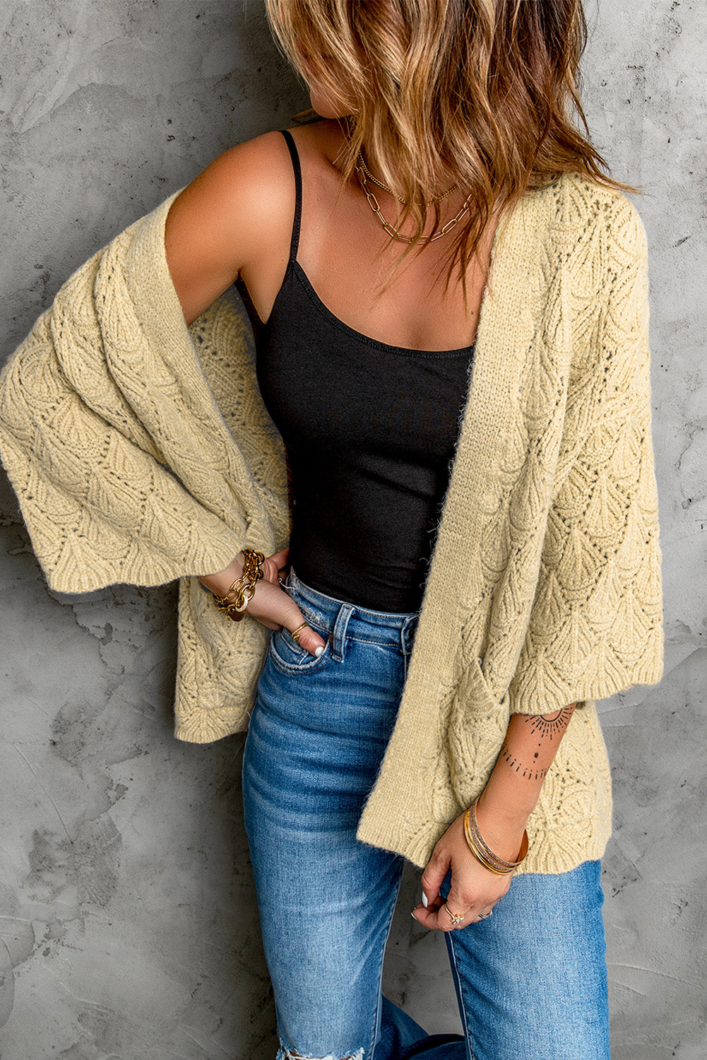 Scalloped Hem Open Front Cardigan  Coats & Jackets- Doll Fits