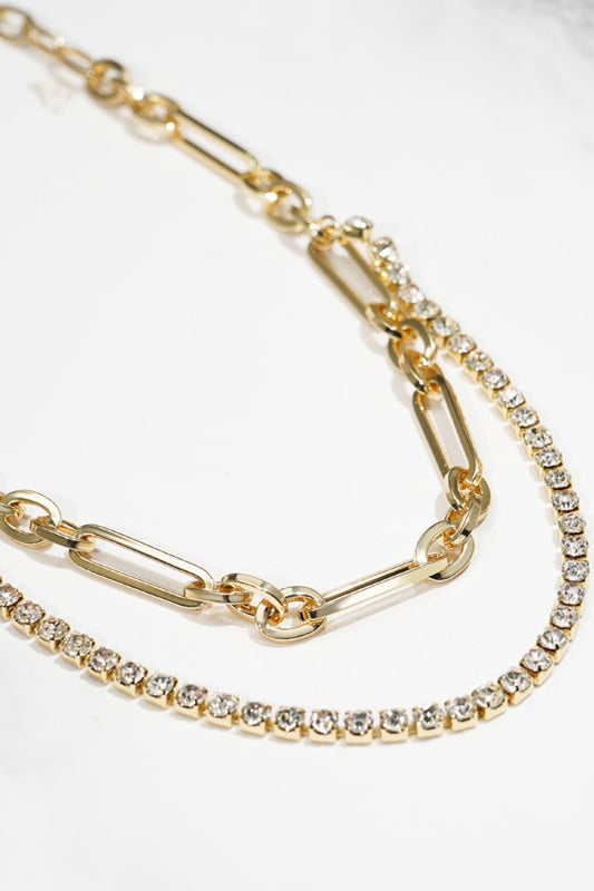 18K Gold Plated Glass Stone Necklace  Necklaces- Doll Fits