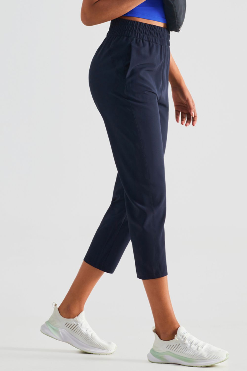 Elastic Waist Cropped Sports Pants  Pants- Doll Fits