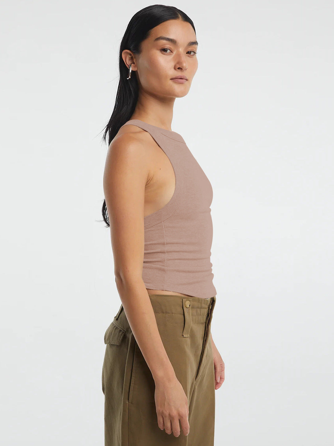 Halter Neck Ribbed Cropped Top  Shirts & Tops- Doll Fits