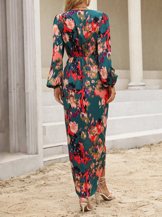 Surplice Neck Long Sleeve Dress