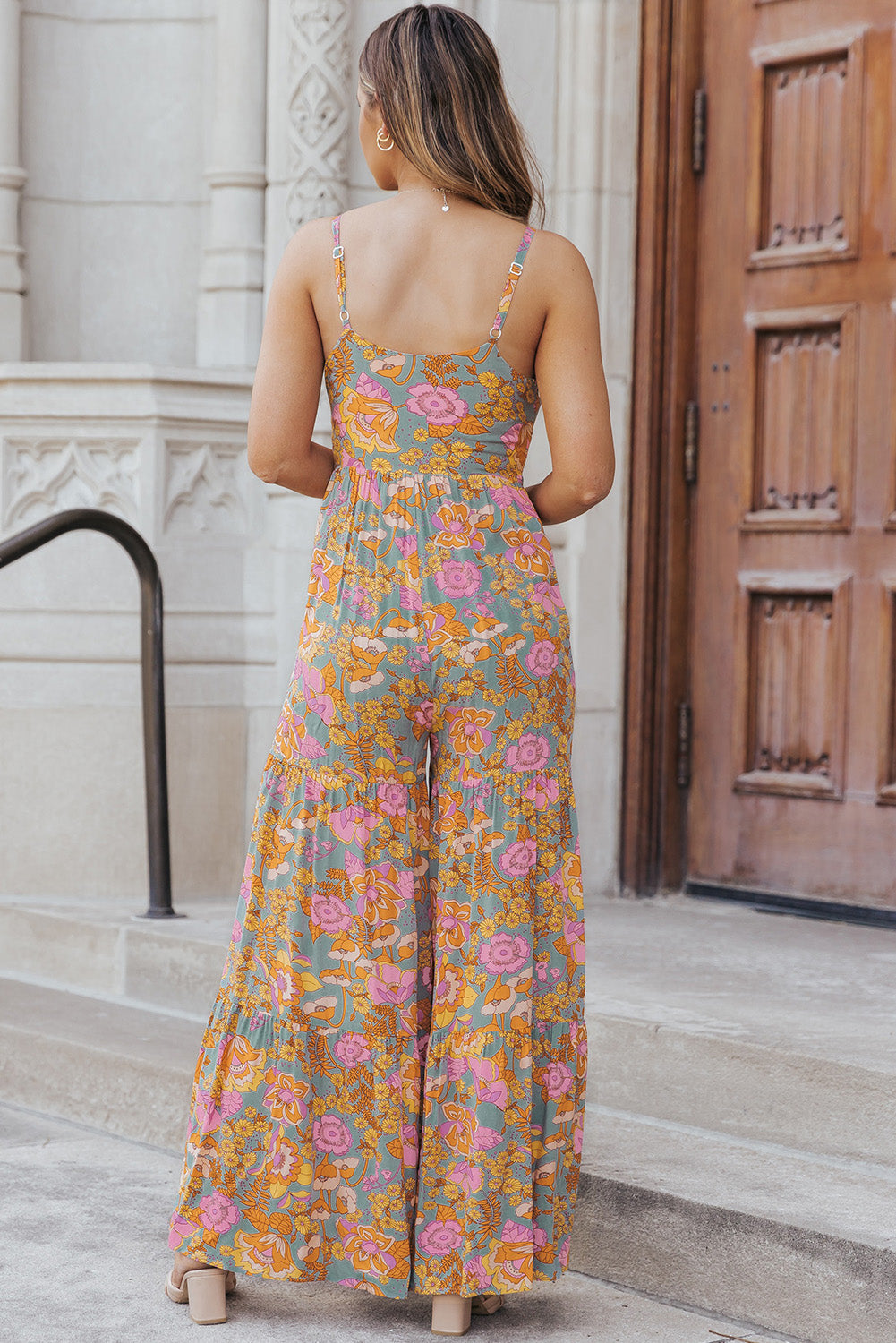 Floral Spaghetti Strap Wide Leg Jumpsuit  Jumpsuits & Rompers- Doll Fits