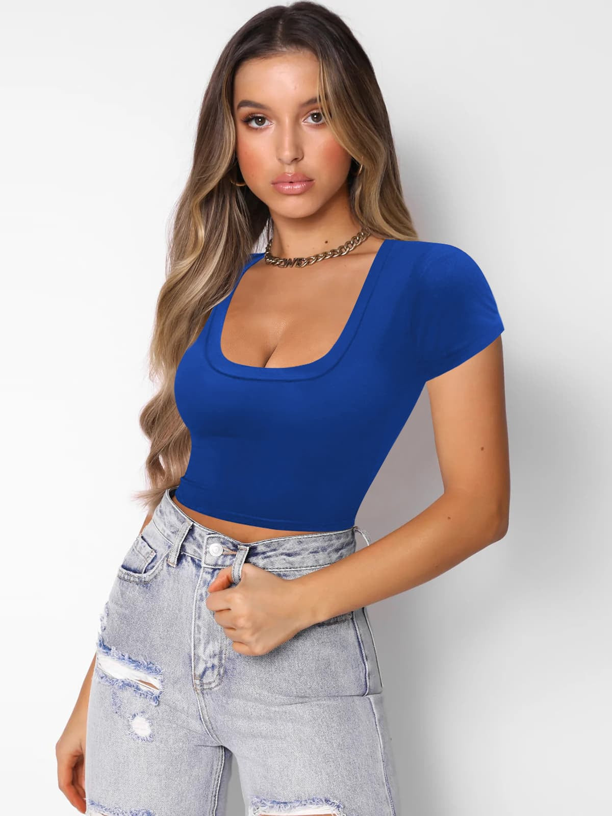 Square Neck Cropped T-Shirt  Shirts & Tops- Doll Fits