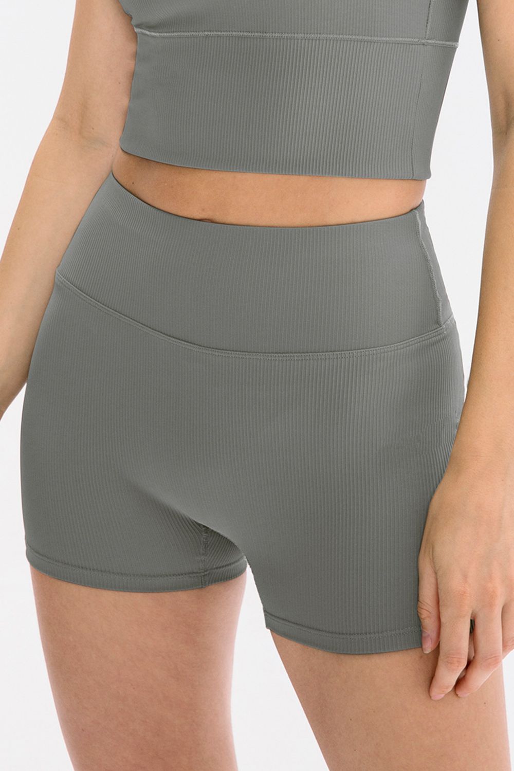 Slim Fit Wide Waistband Sports Shorts  Activewear- Doll Fits