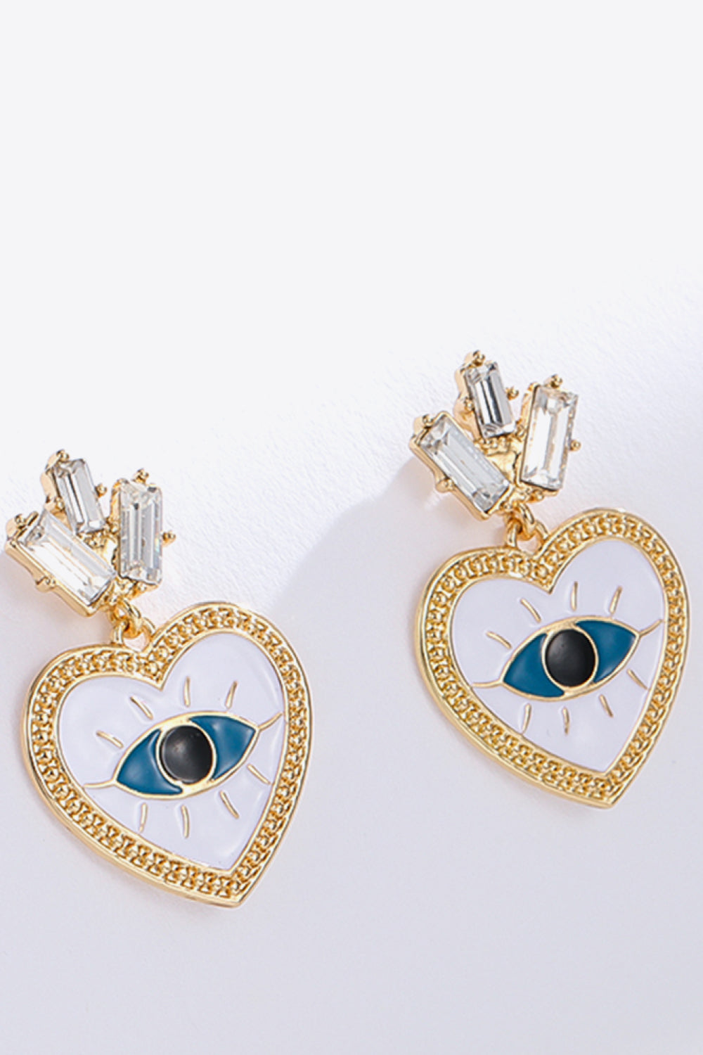 Evil Eye Heart-Shaped Drop Earrings  Earrings- Doll Fits