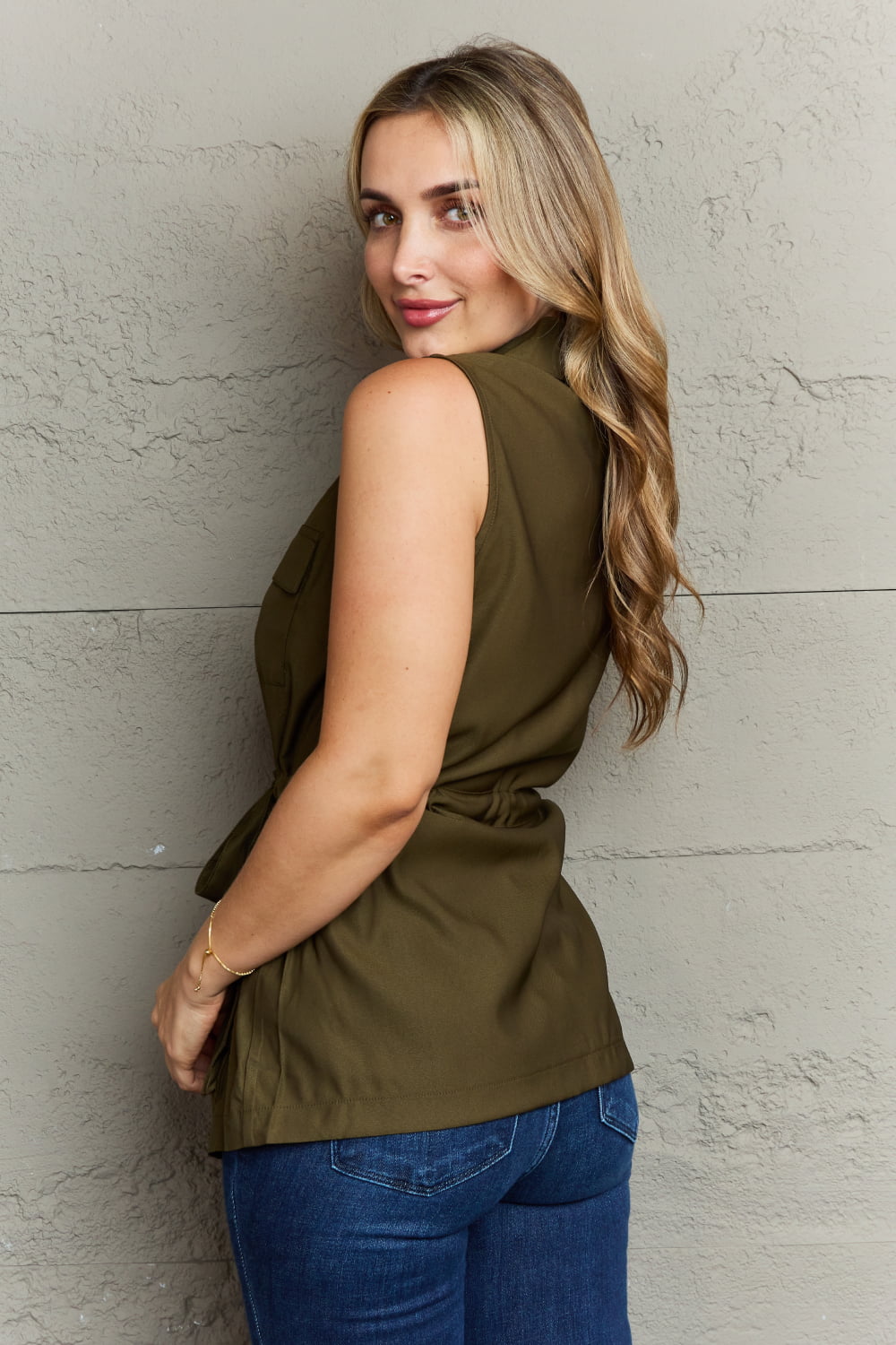 Ninexis Follow The Light Sleeveless Collared Button Down Top  Shirts & Tops- Doll Fits