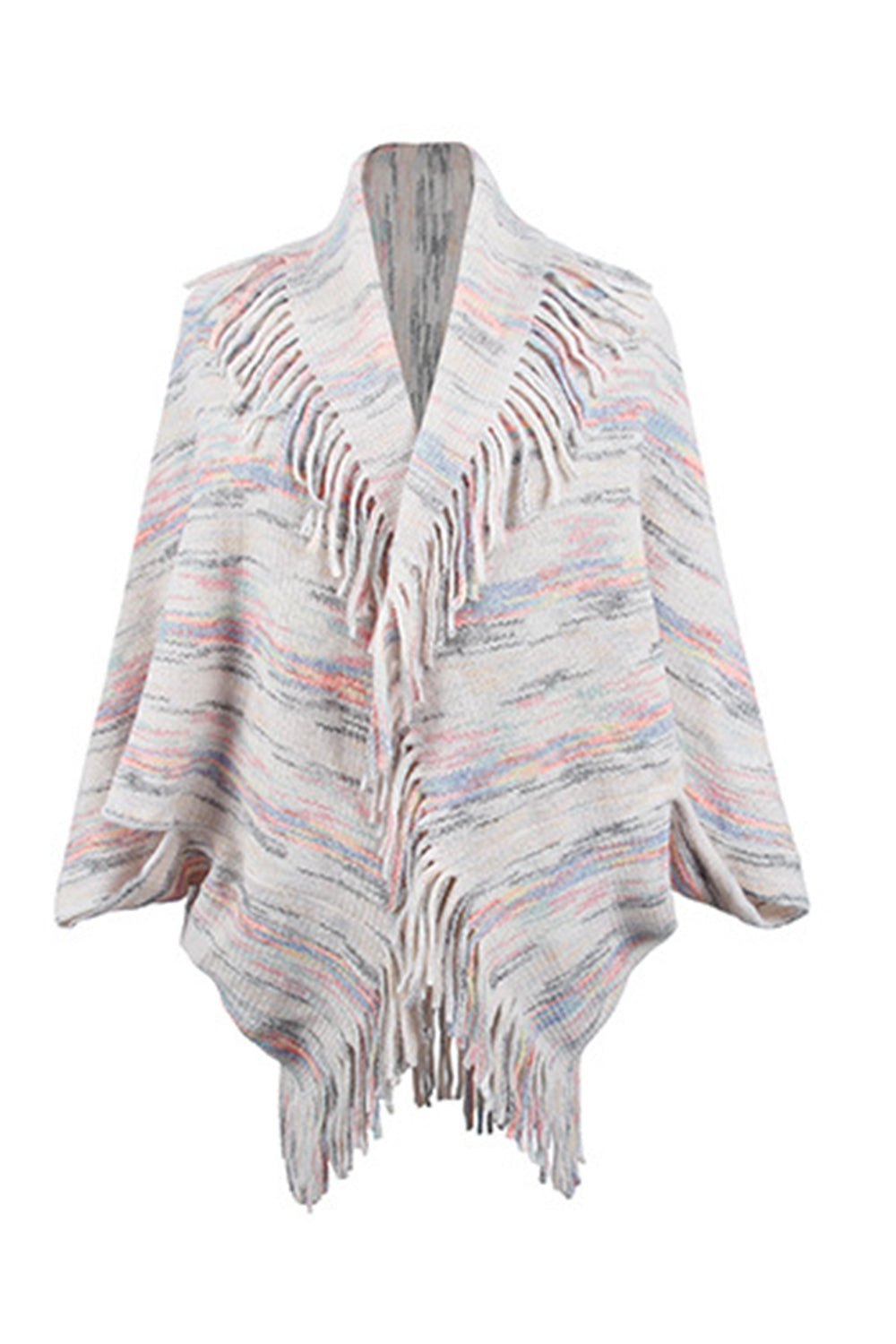 Fringe Detail Printed Poncho  - Doll Fits
