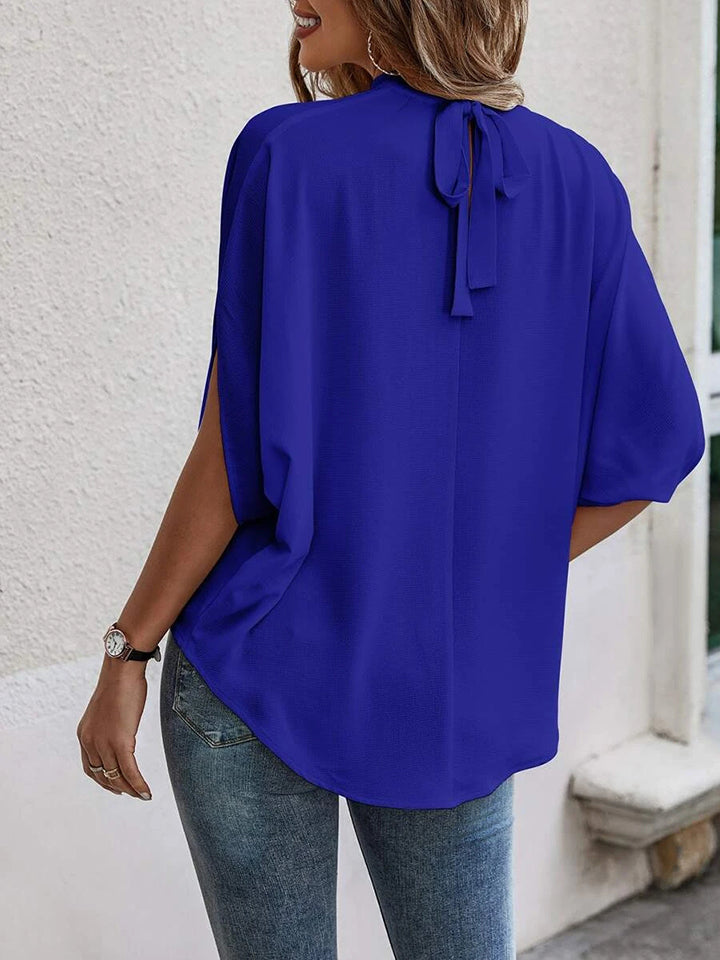 Round Neck Slit Sleeve Blouse  - Doll Fits